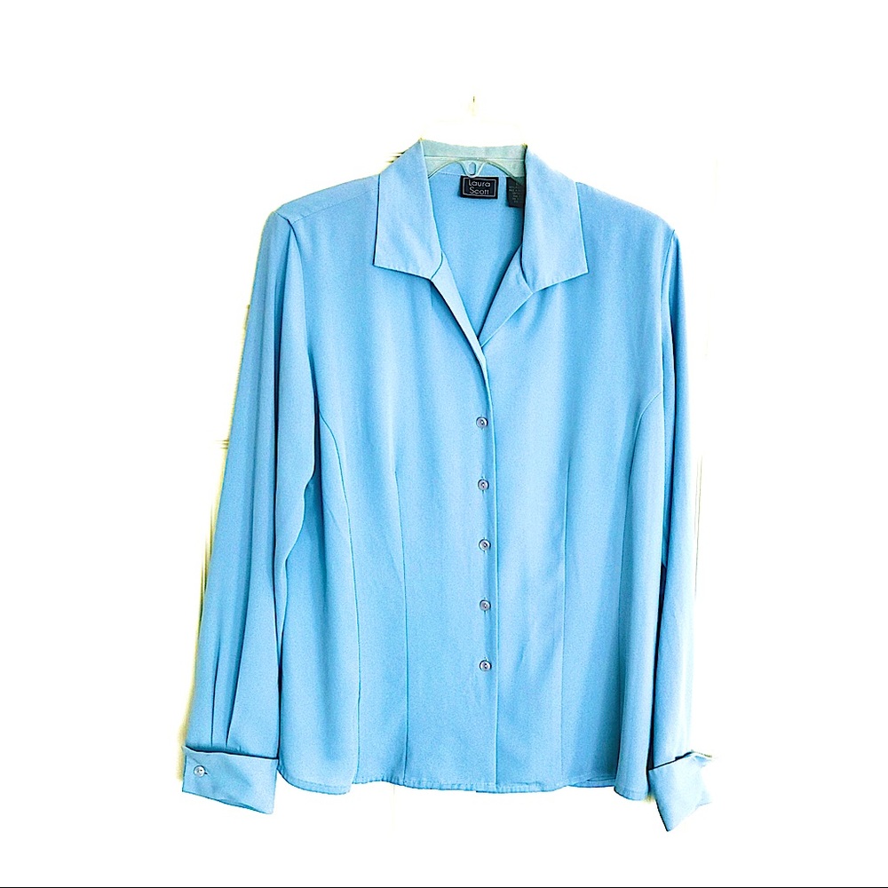 LAURA SCOTT Long Sleeve BABY BLUE Carefree Shirt